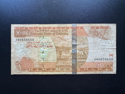 Ethiopia 50 Birr Banknote 2011 Circulated Paper Money Bank Bill P-51
