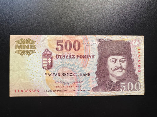 Hungary 500 Forint Banknotes 2013 Circulated Paper Money Bank Bills p-173