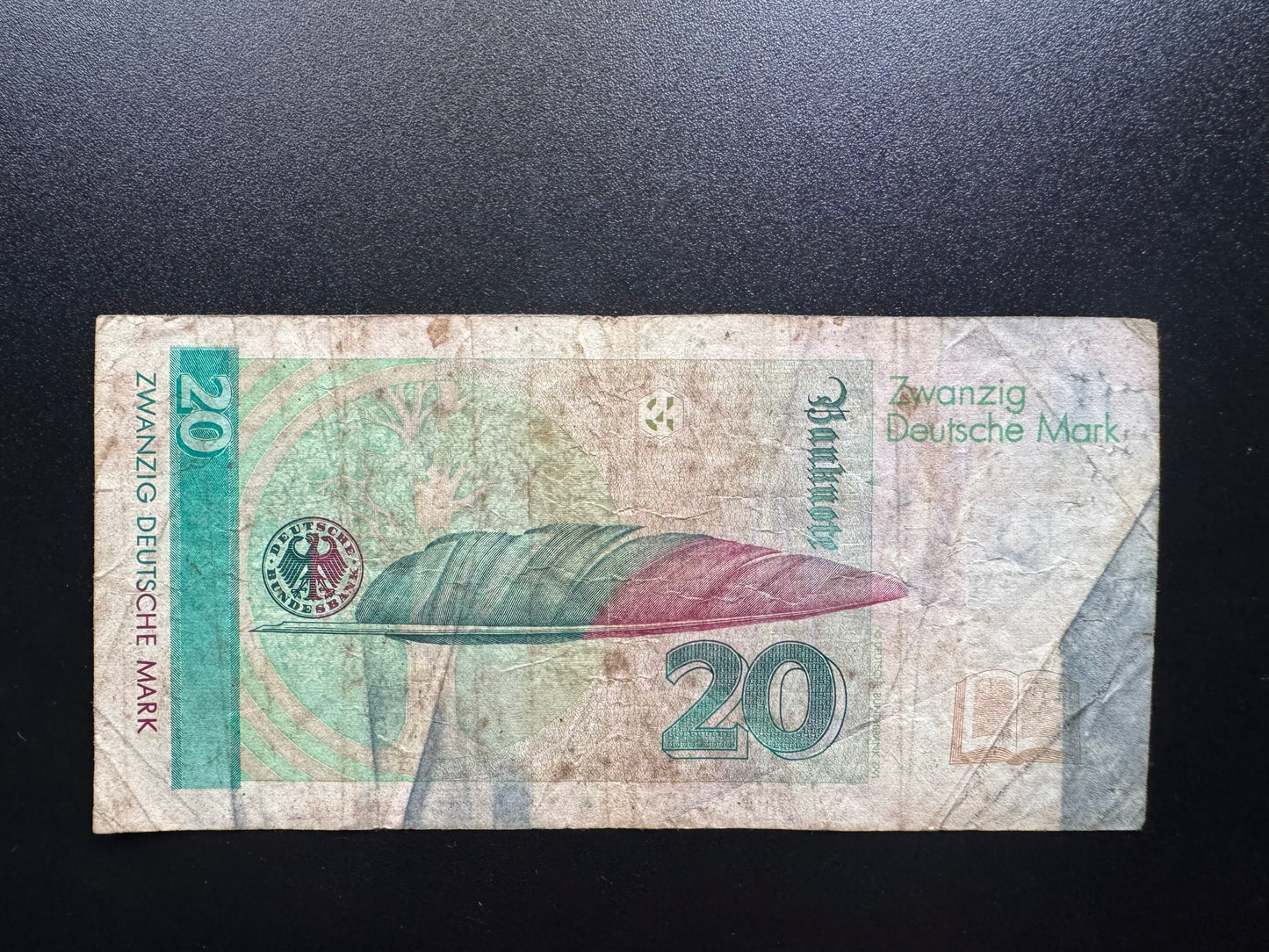 Germany 20 Mark Banknote 1993 Rare Date Circulated Paper Money Bank Bill P-39