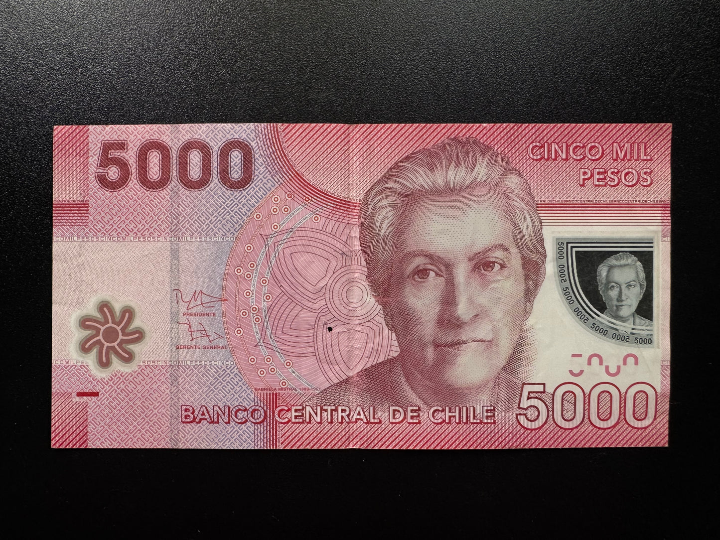 Chile 5000 Peso Banknote 2013 VF Polymer Paper Money Bank Bill P-163