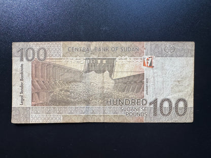 Sudan 100 Pounds Banknote 2019 Circulated Paper Money Bank Bill