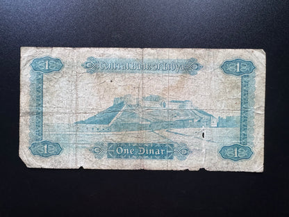 Libya 1 Dinar Banknote 1970-72 Old Circulated Rare Paper Money Bank Bill P-35