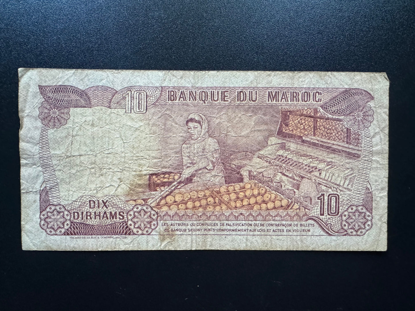 Morocco 10 Dirhams Banknotes 1970 old Circulated Paper Money Bank Bills p-57