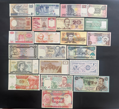 22 Pcs Mixed Collectible Banknotes | UNC-AUNC | World Banknote Lot from 19 Different Countries – Set 40