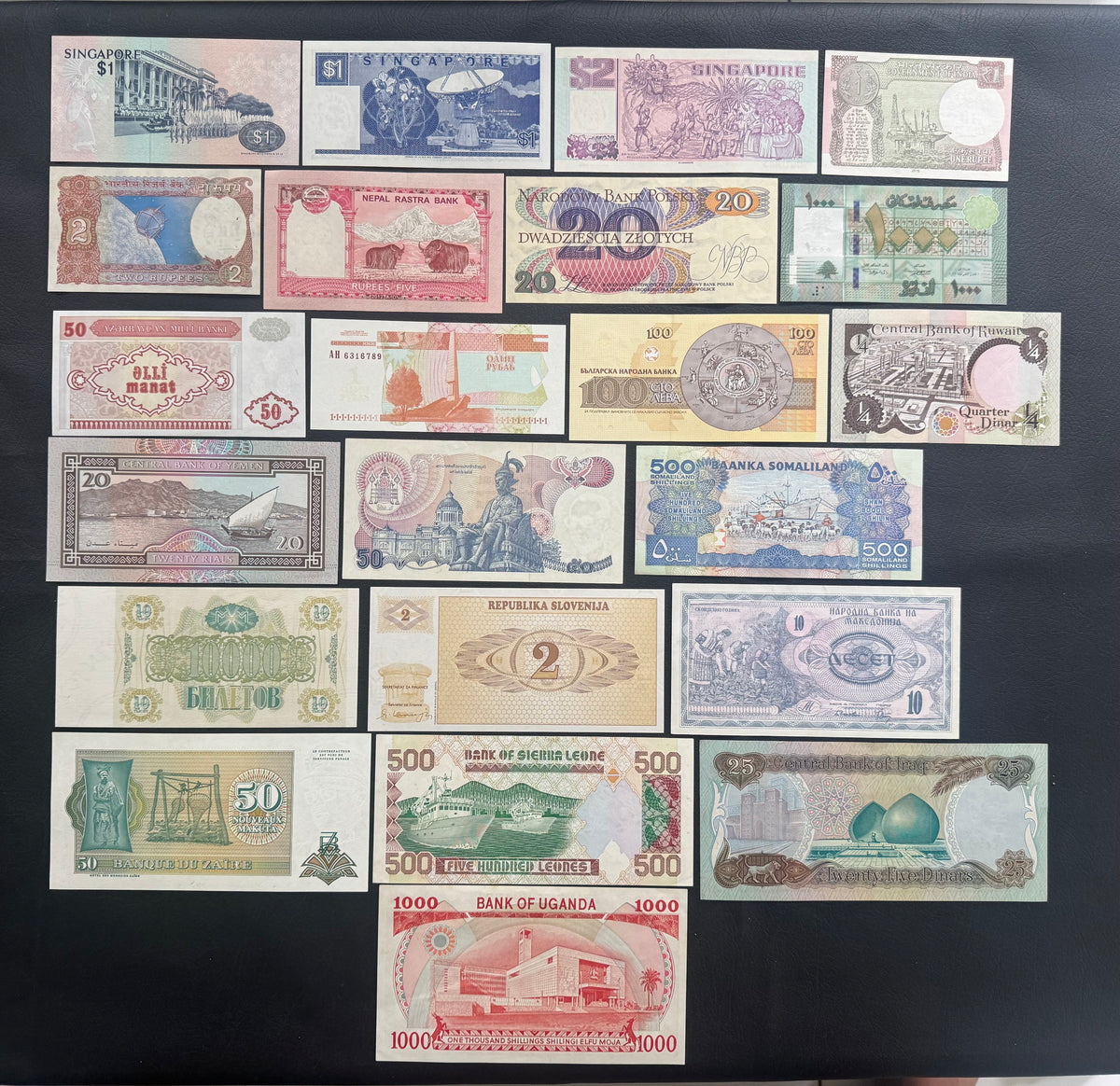 22 Pcs Mixed Collectible Banknotes | UNC-AUNC | World Banknote Lot from 19 Different Countries – Set 40