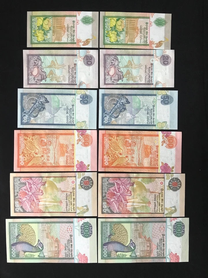 Sri Lanka 10-1000 Rupees Banknotes 2001 UNC Pair S/N Consecutive Number Full set 12Pcs/Lot