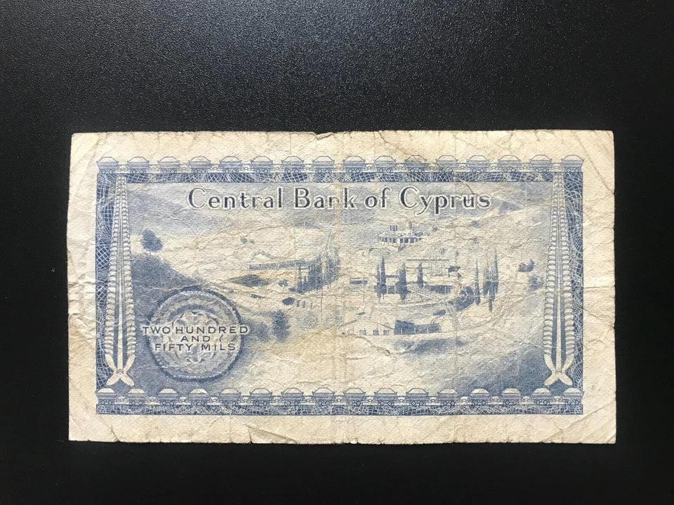 Cyprus 250 & 500 Mils Banknotes Old Circulated 2pcs/set Paper Money Bank Bills
