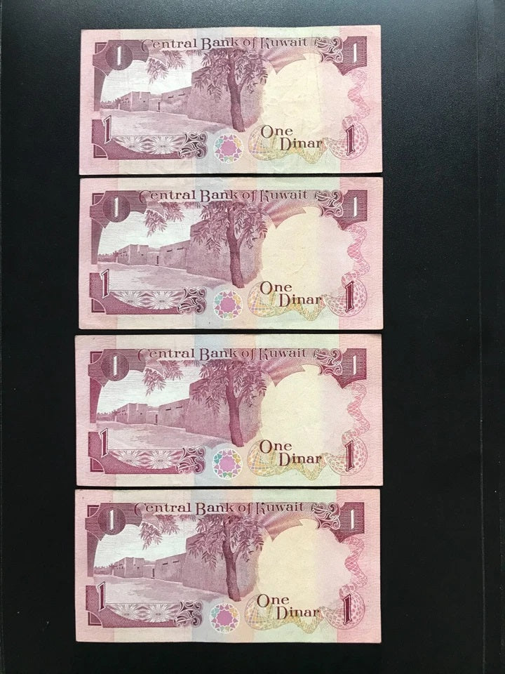 Kuwait 1 Dinar Banknotes 10Pcs/Lot 1980ND Old VF Paper Money Bank Bills P-13