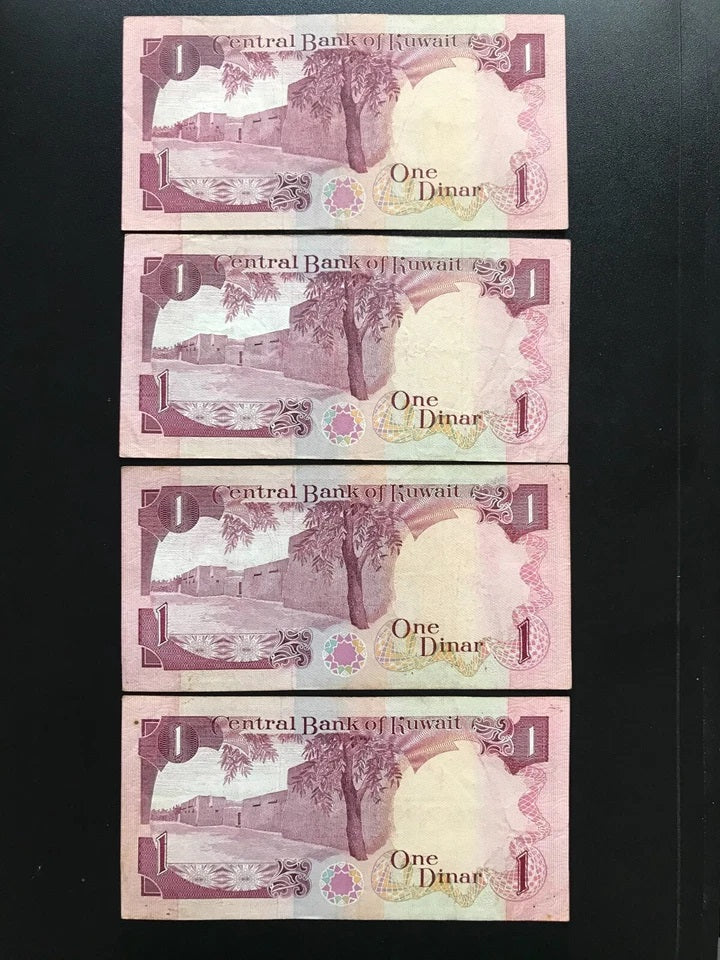 Kuwait 1 Dinar Banknotes 10Pcs/Lot 1980ND Old VF Paper Money Bank Bills P-13