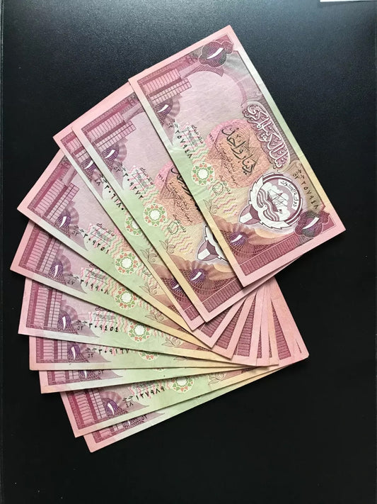 Kuwait 1 Dinar Banknotes 10Pcs/Lot 1980ND Old VF Paper Money Bank Bills P-13