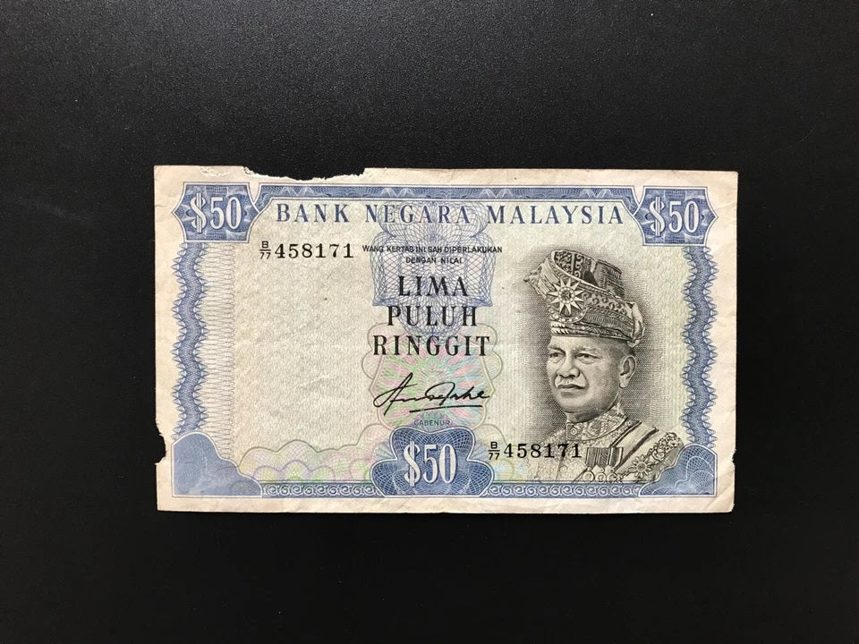 Malaysia 1, 5, 10, 50, 100 Ringgit Banknotes 1967 Old Circulated First Issue Rare Full Set 5Pcs