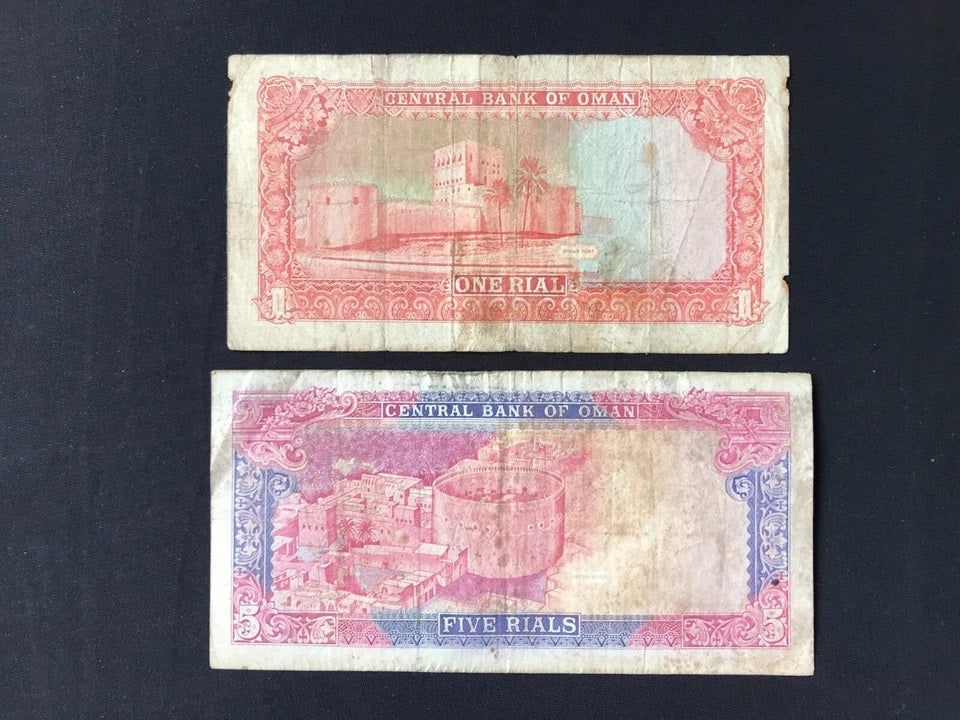 Oman 100,200, 1/4, 1/2, 1, 5 Rials Banknotes 1987-1994 old Bills Set 6Pcs/Lot