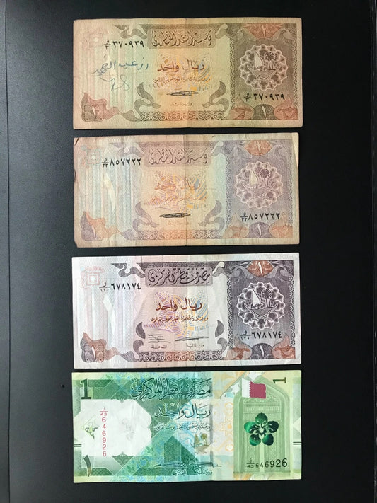 Qatar 1 Riyal Banknotes 1980-1985-1996-2020 Issue Old Bank Bills 4Pcs/Lot