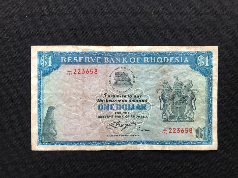 Rhodesia 1, 2, 5, 10 Dollars Banknotes 1979 Old Rare Circulated Bills 4Pcs / Lot