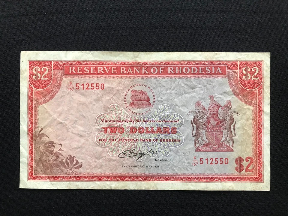 Rhodesia 1, 2, 5, 10 Dollars Banknotes 1979 Old Rare Circulated Bills 4Pcs / Lot