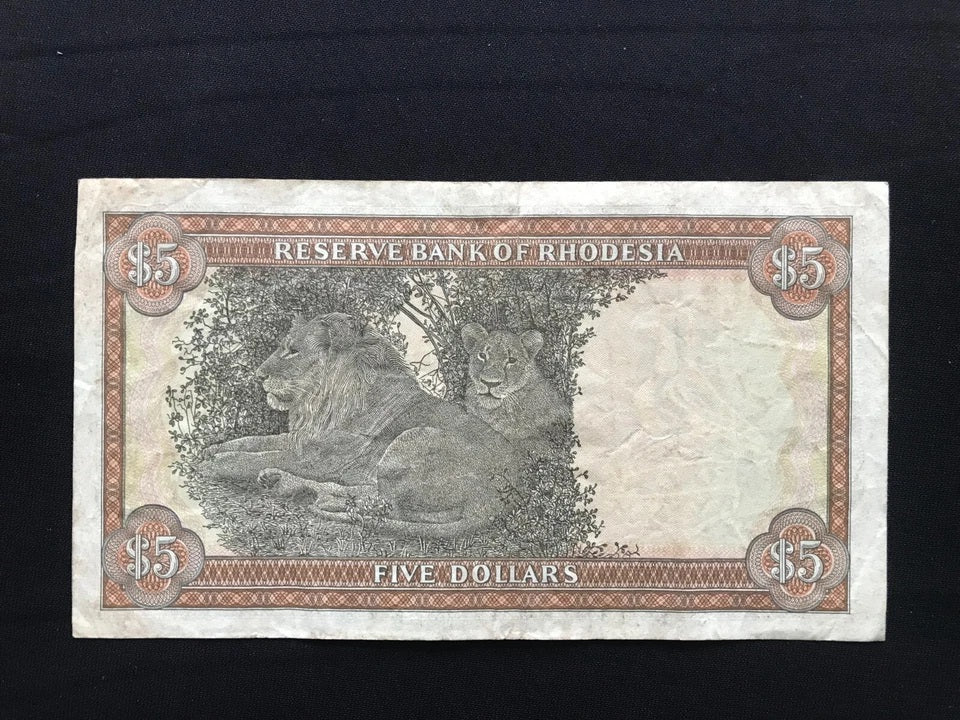 Rhodesia 1, 2, 5, 10 Dollars Banknotes 1979 Old Rare Circulated Bills 4Pcs / Lot