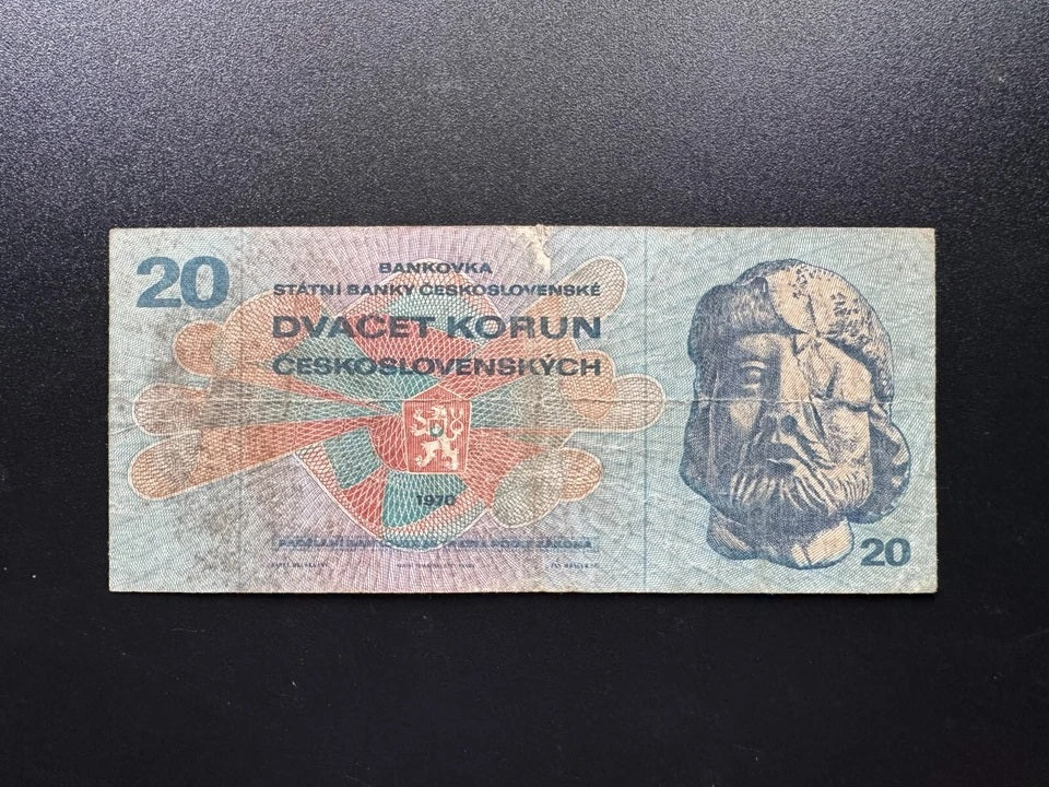 Czechoslovakia 20 Korun Banknote 1970 Old Circulated Paper Money Bank Bills P-92