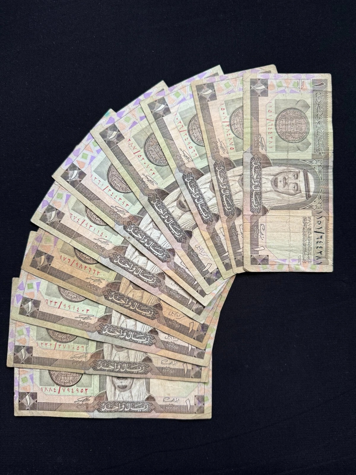 Saudi Arabia 1 Riyal Banknotes 1984 Old Circulated Bank Bills 10Pcs / Lot P-21