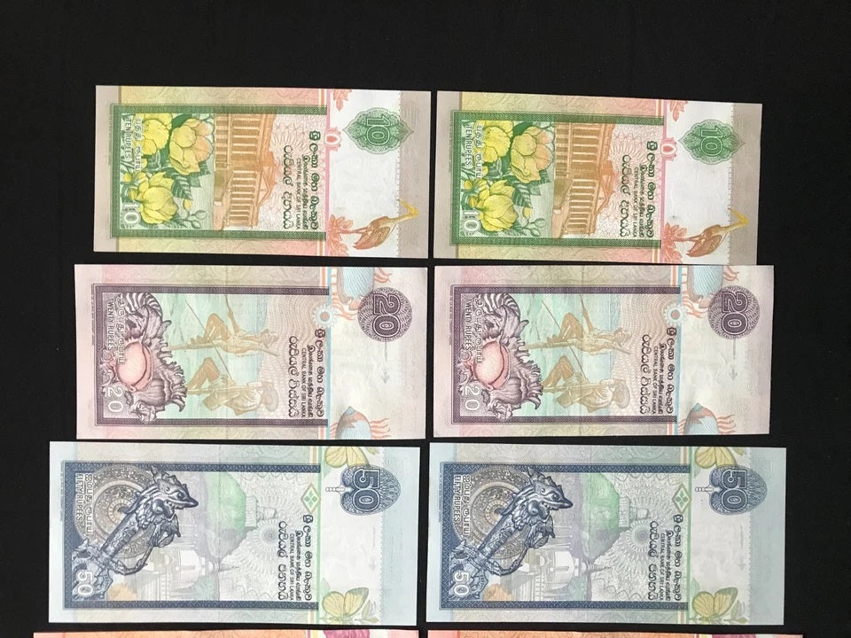 Sri Lanka 10-1000 Rupees Banknotes 2001 UNC Pair S/N Consecutive Number Full set 12Pcs/Lot
